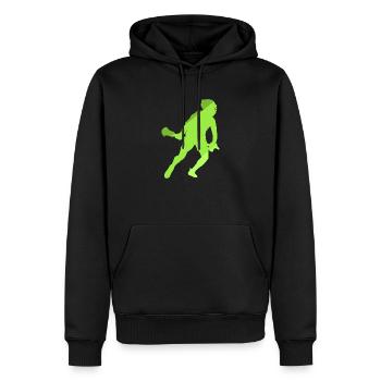 Terrain de crosse LSM - Sweat à capuche Premium bio Homme - noir - Devant - Nico (187cm)