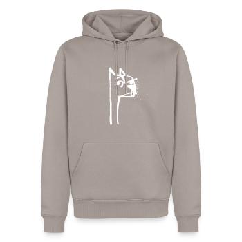 01 white - Men’s Premium Organic Hoodie - taupe - Front - Nico (187cm)