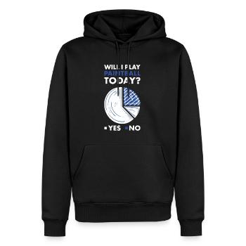 Sport vais-je jouer au paintball - Sweat à capuche Premium bio Homme - noir - Devant - Nico (187cm)