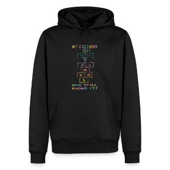 Meine Kindheit Himmel und Hölle wer kennt es noch - Männer Premium Bio Hoodie - Schwarz - Vorne - Nico (187cm)