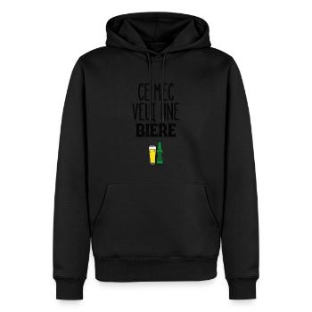 Ce mec veut une bière - Sweat à capuche Premium bio Homme - noir - Devant - Nico (187cm)