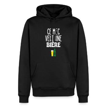 Ce mec veut une bière - Sweat à capuche Premium bio Homme - noir - Devant - Nico (187cm)