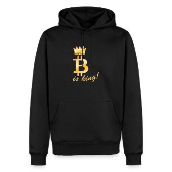 Bitcoin est roi - Sweat à capuche Premium bio Homme - noir - Devant - Nico (187cm)