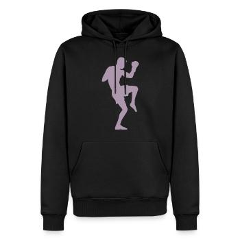 Boxer-Silhouette, Kraftvolles Kampfsport-Design - Männer Premium Bio Hoodie - Schwarz - Vorne - Nico (187cm)