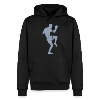 Boxer-Silhouette, Kraftvolles Kampfsport-Design - Männer Premium Bio Hoodie - Schwarz - Vorne - Nico (187cm)