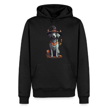 Süßer Halloween Hexen Hund Grusel Design - Männer Premium Bio Hoodie - Schwarz - Vorne - Nico (187cm)
