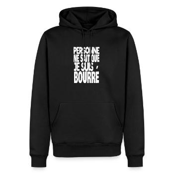 personne ne sait que je suis bourré - Sweat à capuche Premium bio Homme - noir - Devant - Nico (187cm)