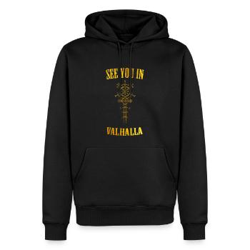 Wikinger Runen Nordisch Walhalla - Männer Premium Bio Hoodie - Schwarz - Vorne - Nico (187cm)