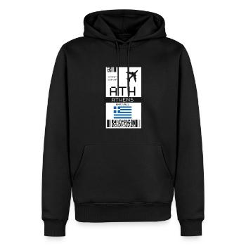 Carte d’embarquement à Athènes, Grèce - Billet d’aéroport ATH - Sweat à capuche Premium bio Homme - noir - Devant - Nico (187cm)