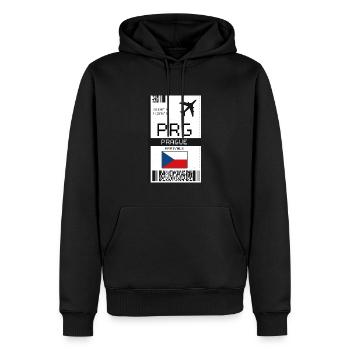 Prag, Tschechische Republik Bordkarte - Flughafen PRG - Männer Premium Bio Hoodie - Schwarz - Vorne - Nico (187cm)