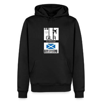 Carte d’embarquement à Glasgow, Écosse - GLA Airport - Sweat à capuche Premium bio Homme - noir - Devant - Nico (187cm)