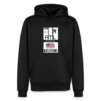 Bordkarte für Atlanta, Georgia - ATL Flughafen USA - Männer Premium Bio Hoodie - Schwarz - Vorne - Nico (187cm)