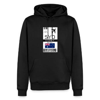 Carte d’embarquement à Sydney, Australie - Aéroport SYD - Sweat à capuche Premium bio Homme - noir - Devant - Nico (187cm)