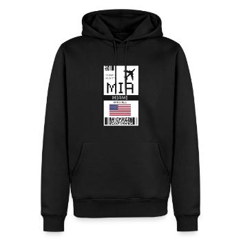 Miami, Florida Bordkarte - MIA Flughafenticket - Männer Premium Bio Hoodie - Schwarz - Vorne - Nico (187cm)