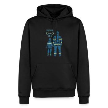 Feuerwehr Vater und Sohn Familie - Männer Premium Bio Hoodie - Schwarz - Vorne - Nico (187cm)