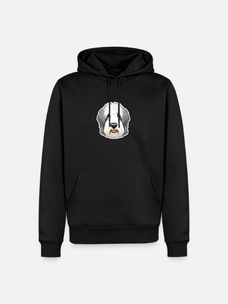 Ilustración de perro pastor inglés antiguo Collie barbudo - Sudadera con capucha prémium ecológica para hombre - negro