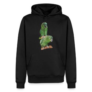 Le perroquet farineux - Sweat à capuche Premium bio Homme - noir - Devant - Nico (187cm)