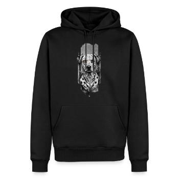 Compagnon Spotlight : Portrait de chien dalmatien - Sweat à capuche Premium bio Homme - noir - Devant - Nico (187cm)