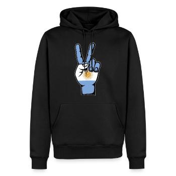 Argentinien Flagge Peace Symbol - Männer Premium Bio Hoodie - Schwarz - Vorne - Nico (187cm)