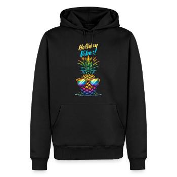 Ananas Holiday Vibes Urlaub Sonnenbrille Sommer - Männer Premium Bio Hoodie - Schwarz - Vorne - Nico (187cm)