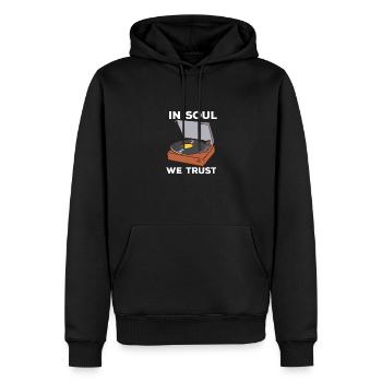 In Soul We Trust - Männer Premium Bio Hoodie - Schwarz - Vorne - Nico (187cm)