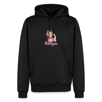 Bilingüe - Männer Premium Bio Hoodie - Schwarz - Vorne - Nico (187cm)