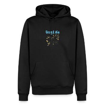 Frag Life - Männer Premium Bio Hoodie - Schwarz - Vorne - Nico (187cm)