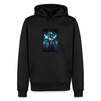 Dragon d’énergie - Sweat à capuche Premium bio Homme - noir - Devant - Nico (187cm)