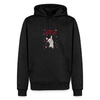 Hase fröhliche Weihnachten Winter Tiere Hasen - Männer Premium Bio Hoodie - Schwarz - Vorne - Nico (187cm)