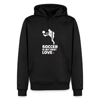 Ich Liebe Fußball Stylish Soccer Silhouette - Männer Premium Bio Hoodie - Schwarz - Vorne - Nico (187cm)