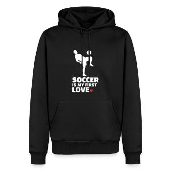 Ich Liebe Fußball Stilvolles - Männer Premium Bio Hoodie - Schwarz - Vorne - Nico (187cm)