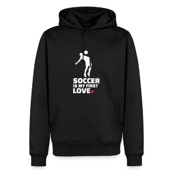 Ich Liebe Fußball Stylish Soccer Silhouette - Männer Premium Bio Hoodie - Schwarz - Vorne - Nico (187cm)