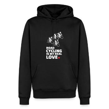 J’adore le cyclisme sur route - Sweat à capuche Premium bio Homme - noir - Devant - Nico (187cm)