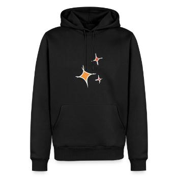 Astérisque. Trois étoiles colorées, dessinées à la main. - Sweat à capuche Premium bio Homme - noir - Devant - Nico (187cm)