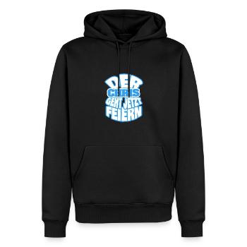 Der chris geht jetzt feiern - Männer Premium Bio Hoodie - Schwarz - Vorne - Nico (187cm)