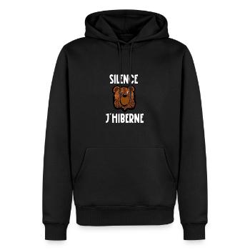 silence j'hiberne - Sweat à capuche Premium bio Homme - noir - Devant - Nico (187cm)