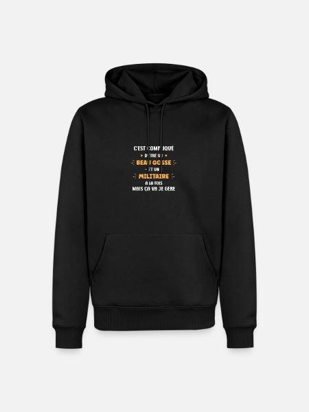 militaire - Sweat à capuche Premium bio Homme - noir