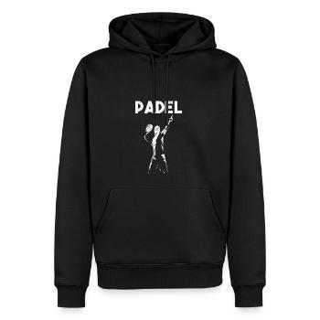 Padel Paddel Schläger Tennis Sport I Geschenk - Männer Premium Bio Hoodie - Schwarz - Vorne - Nico (187cm)