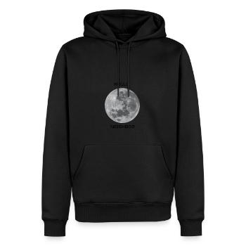 Grüße an unser nächstes Himmelsobjekt - den Mond! - Männer Premium Bio Hoodie - Schwarz - Vorne - Nico (187cm)