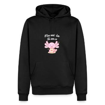 Fluently silent introverted punt - Men’s Premium Organic Hoodie - black - Front - Nico (187cm)