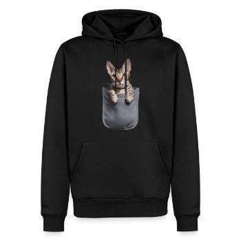 Devon Rex Katze in der Tasche Geschenk - Männer Premium Bio Hoodie - Schwarz - Vorne - Nico (187cm)