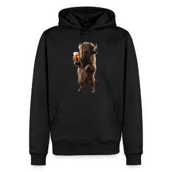 Bison Bier - Männer Premium Bio Hoodie - Schwarz - Vorne - Nico (187cm)