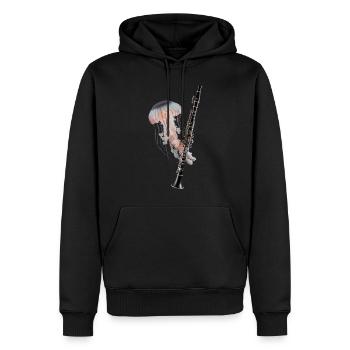 Qualle Klarinette - Männer Premium Bio Hoodie - Schwarz - Vorne - Nico (187cm)