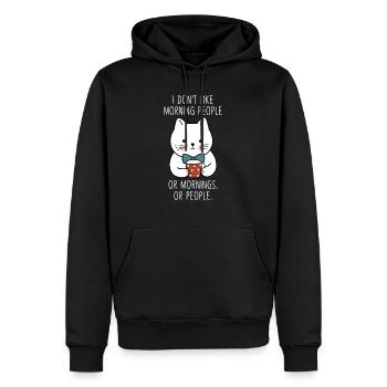 Moody Cat Morning People Coffee Tired Kitty Funny - Men’s Premium Organic Hoodie - black - Front - Nico (187cm)