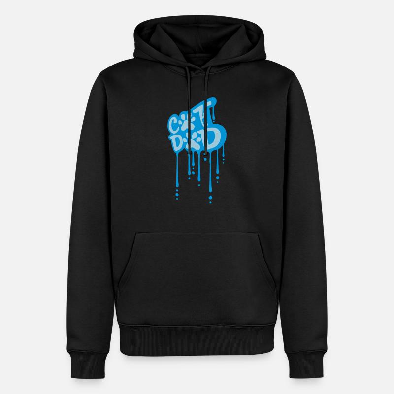 Cat Dad Graffiti Pfote - Männer Premium Bio Hoodie - Schwarz