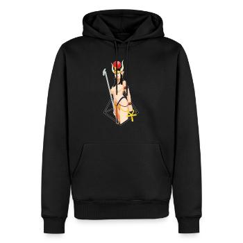 HATHOR (Déesse égyptienne) - Sweat à capuche Premium bio Homme - noir - Devant - Nico (187cm)