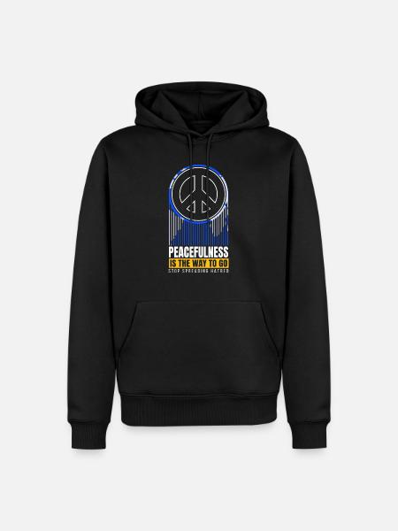 Kein Krieg Frieden - Männer Premium Bio Hoodie - Schwarz