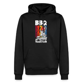 BBQ Une tradition familiale Fête des pères Grill - Sweat à capuche Premium bio Homme - noir - Devant - Nico (187cm)