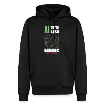 Ai c’est comme de la magie mais de l’informatique réelle - Sweat à capuche Premium bio Homme - noir - Devant - Nico (187cm)
