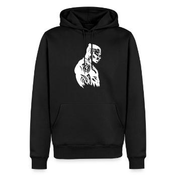 Tribal Boxer / Fighter Logo Tattoo Design - Sweat à capuche Premium bio Homme - noir - Devant - Nico (187cm)